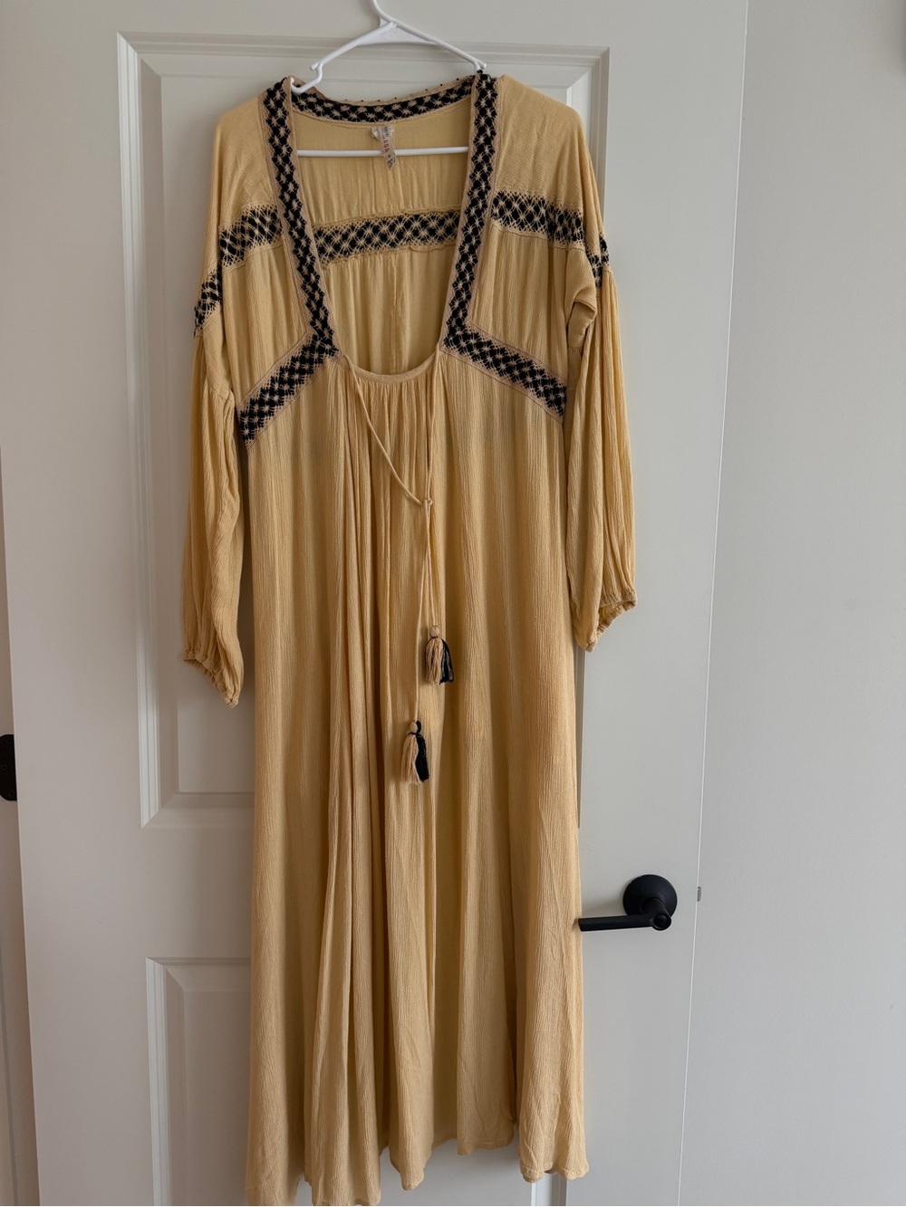 RAGA Mustard Maxi Dress with Black Embroidered Trim